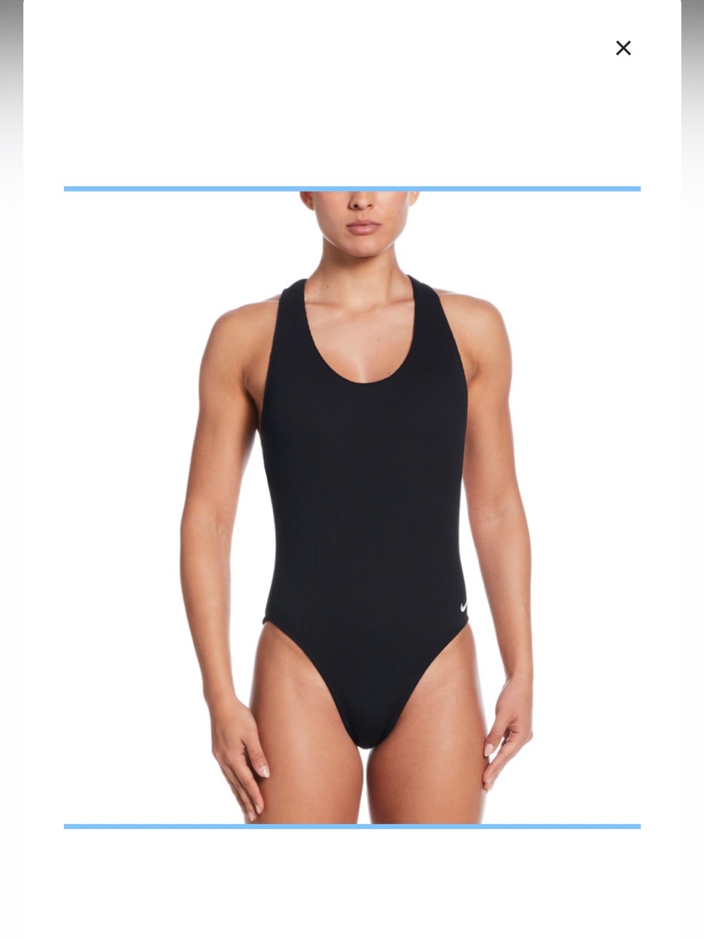 Nike Black Ribbed Scoop-Back One-Piece Swimsuit